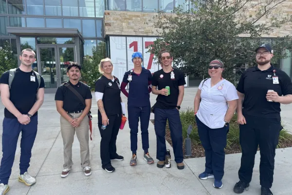 health care workers at the board of trustees meeting